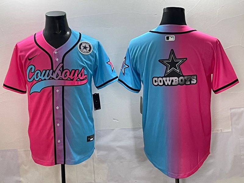 Men 2025 Dallas Cowboys Blank Blue pink Nike Limited NFL Jersey style 0015
